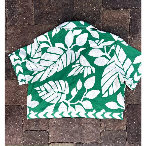 NWT Nicole Miller green white tropical linen summer beach vacation set size S/M - Picture 3 of 5